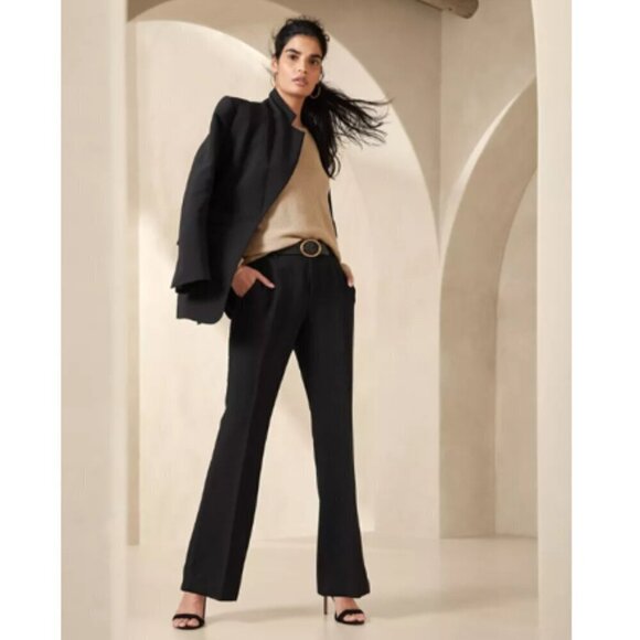 Banana Republic Black High-Rise Bootcut Suit Pants Size 4 PETITE #429942 RT$100